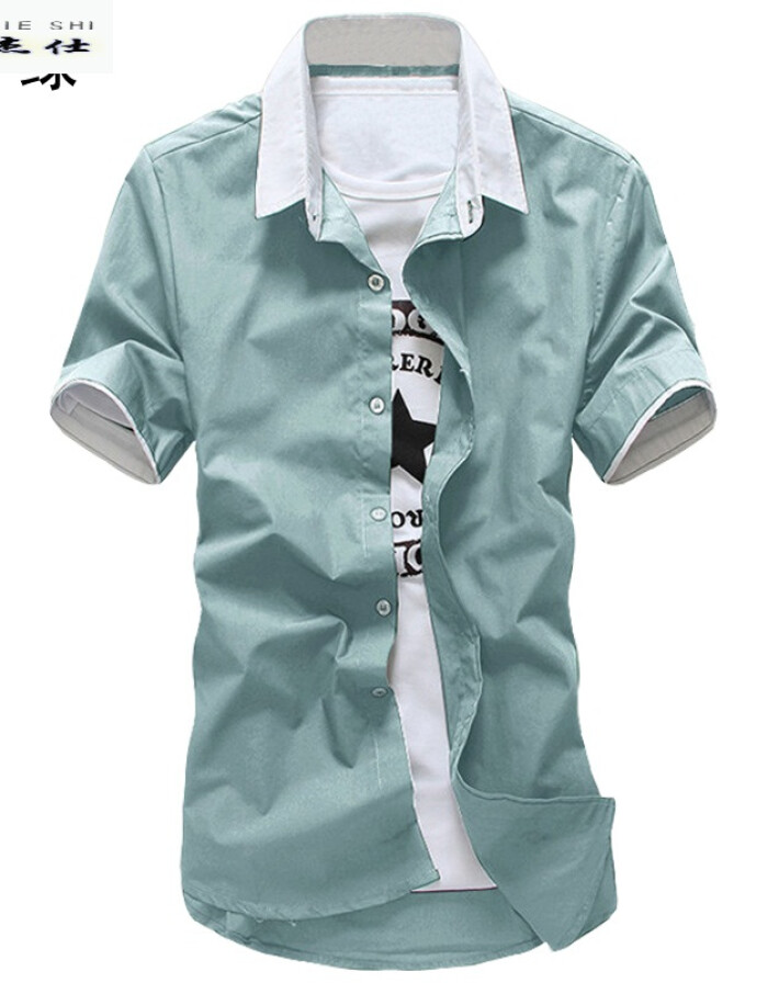 丹杰仕2016夏季新款男士短袖襯衫 韓版修身，詮釋青春潮流風尚