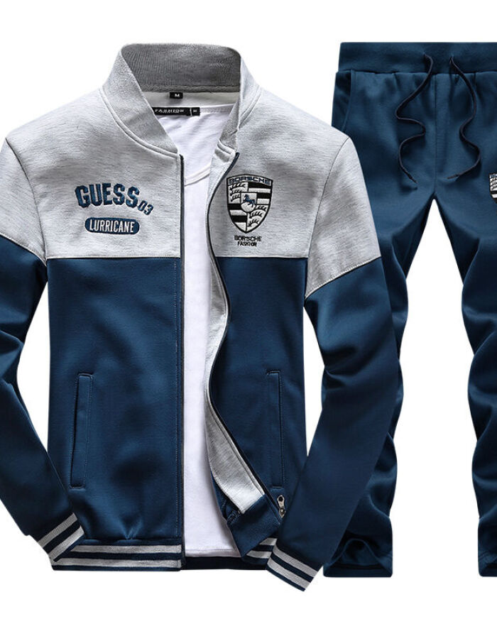 潮流運(yùn)動新風(fēng)尚 2016新款男士紅藍(lán)撞色衛(wèi)衣套裝引領(lǐng)青春潮流